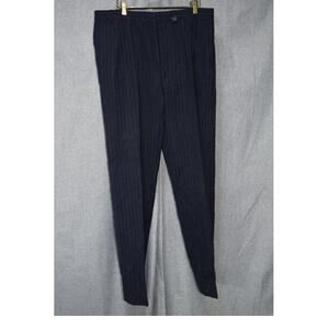 Vintage Pierre Cardin Navy Pinstripe Wool Dress Pants 36x32